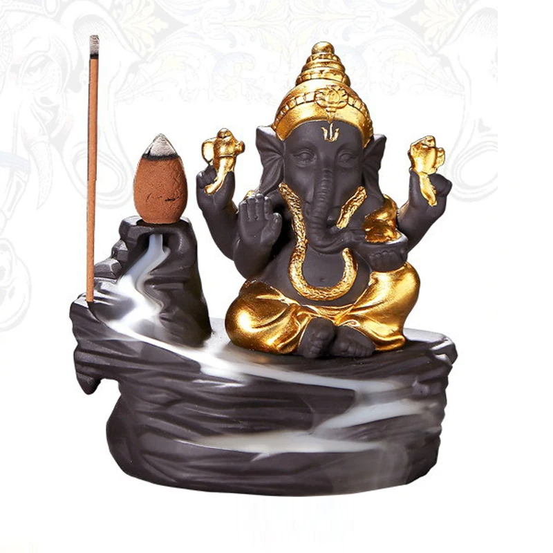 Держатели для палочек Ganesha обратная благовония горелка слон Бог эмблема
