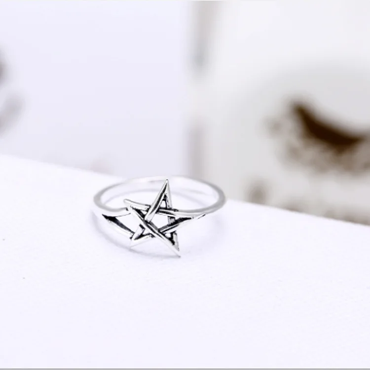 Женские винтажные кольца в стиле панк ретро серебряного цвета Звездные Кольца
