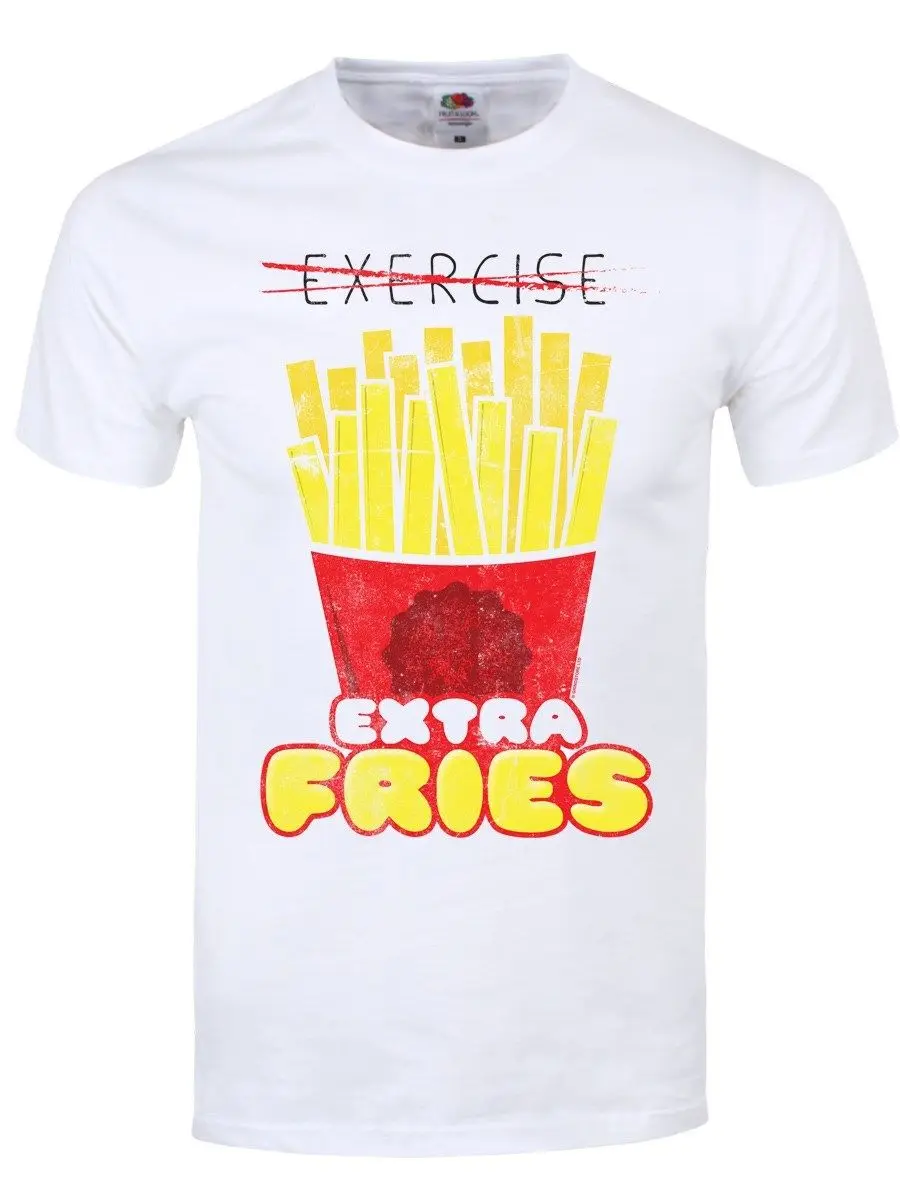 Упражнения Extra Fries Для мужчин белая футболка | Мужская одежда