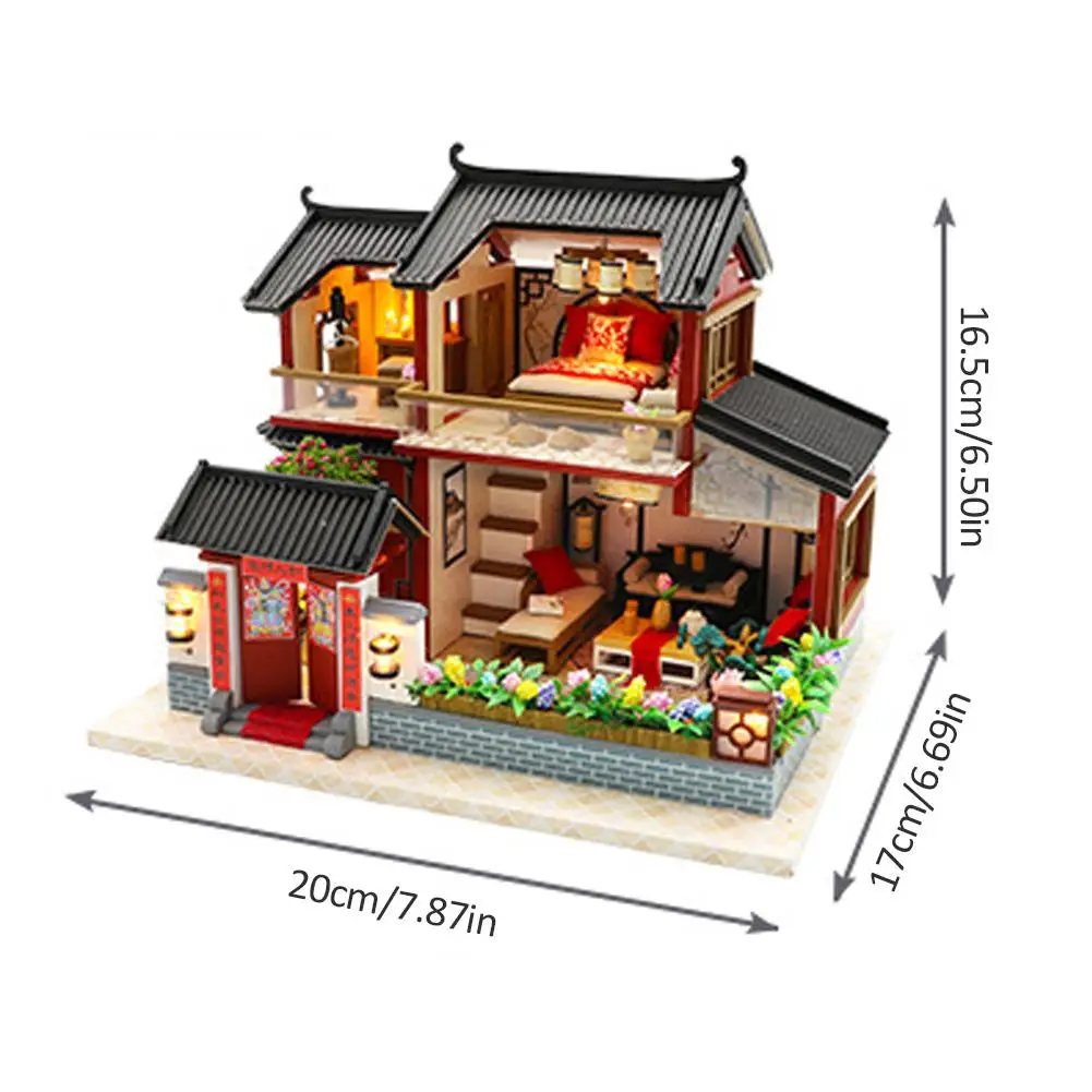 

DIY Dollhouse Model Puzzle Building Model Assembling Chinese Style Siheyuan Handmade Craft Wooden Miniaturas Dollhouse