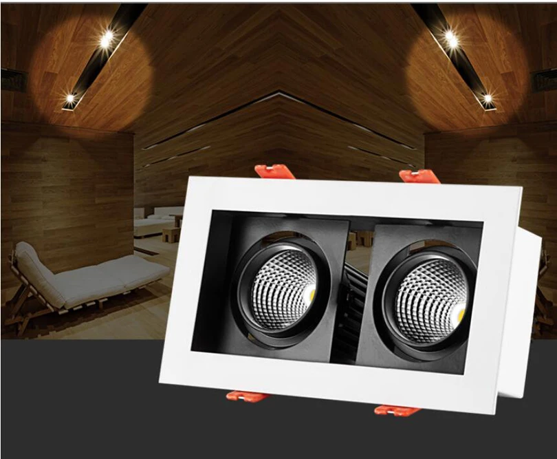 Квадратный Светодиодный точечный светильник с двойной головкой 10 Вт 2x10