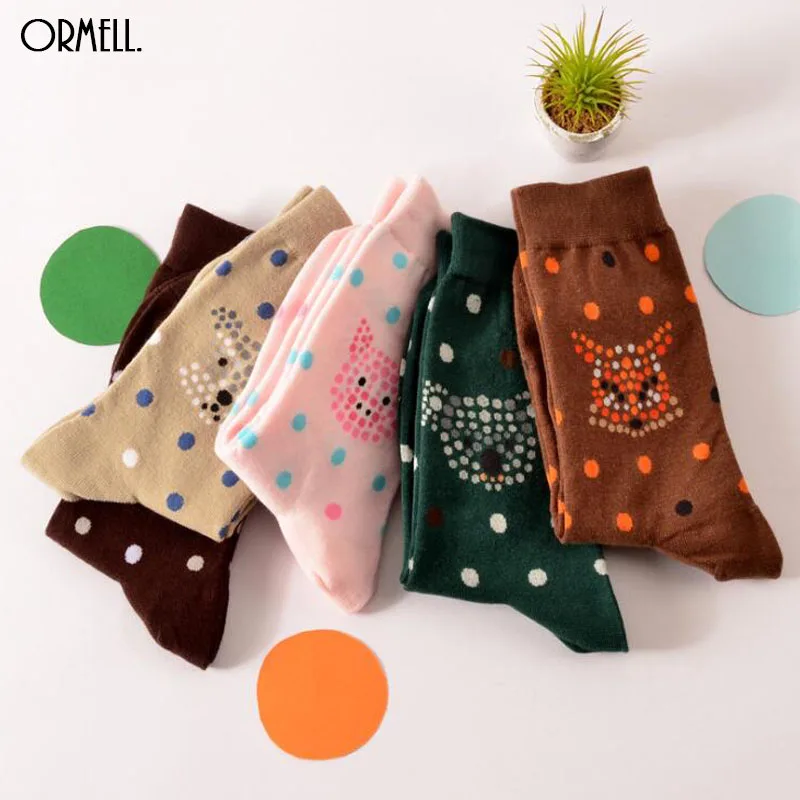2016 новые хлопковые женские носки осенне зимние в стиле Харадзюку С Изображением