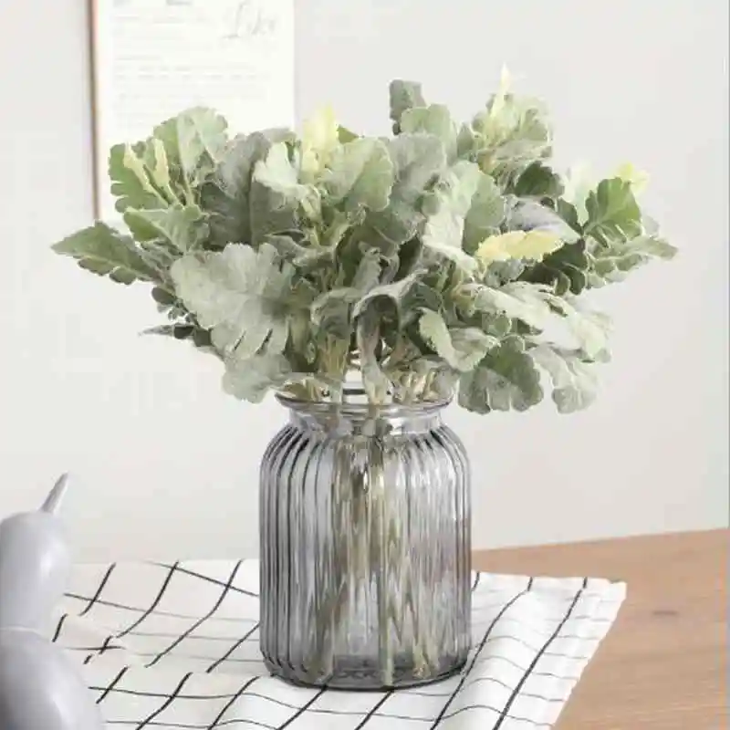 

5PCS Wedding Nodic Home Indoor Hotel Desktop Resturant Decoration Artificial Lemon Leaf Plants Fake Silk Plant Leaves Green