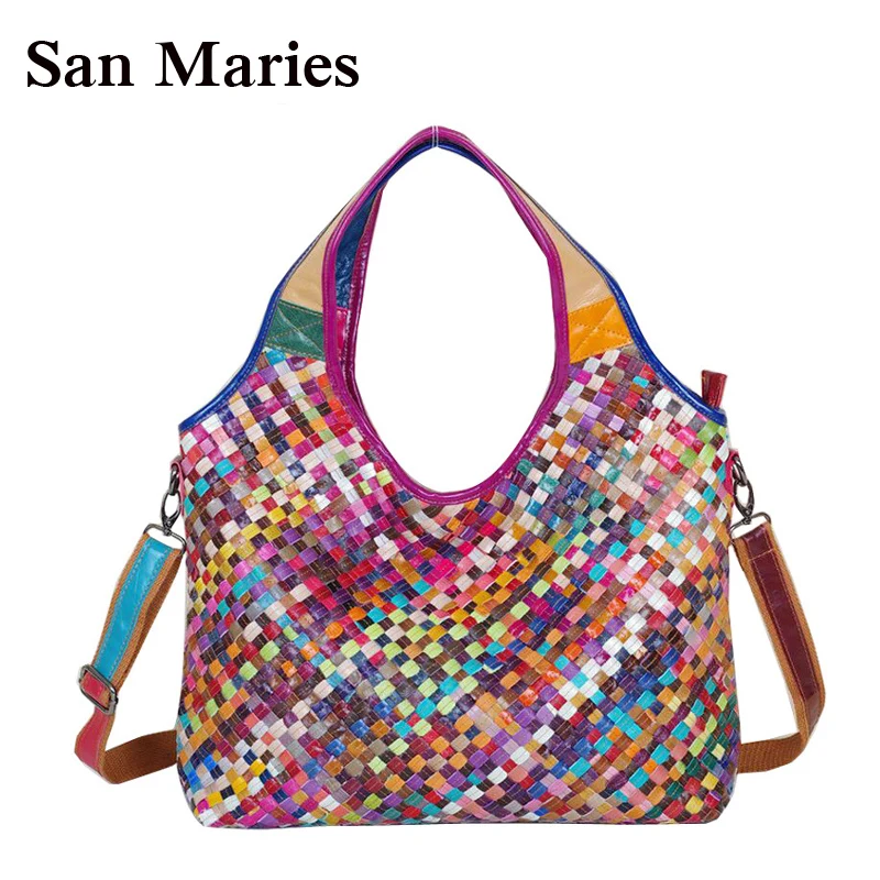 Популярные женские сумки San Maries из натуральной кожи модные большие