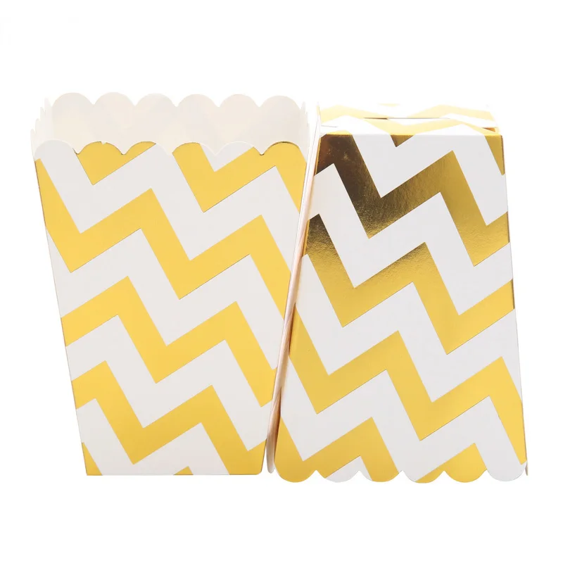 6 шт./лот подарочные коробки из золотой фольги в виде конфет и попкорна для