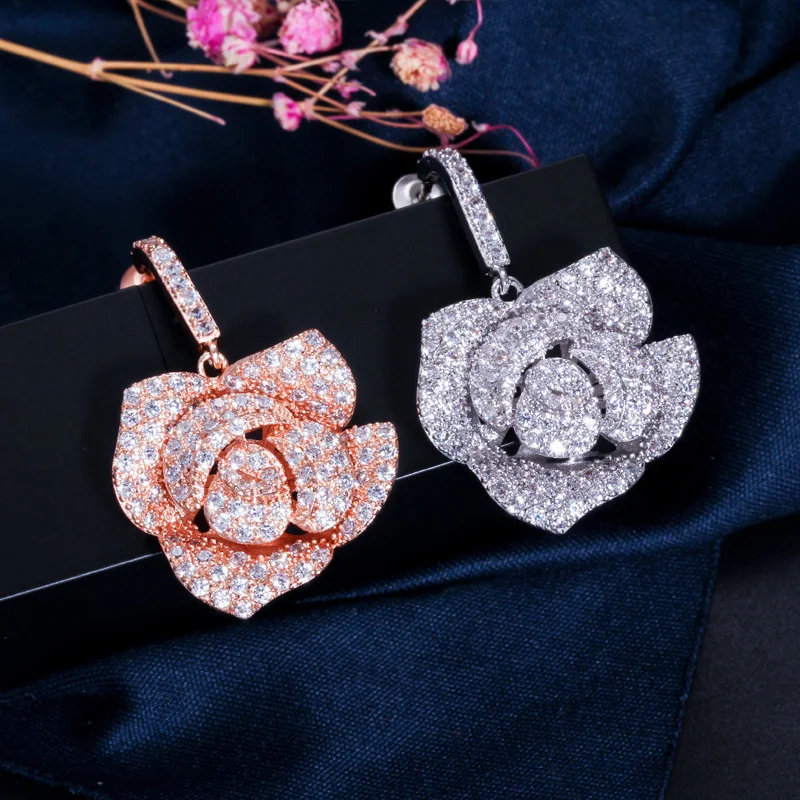 Pera романтические женские вечерние ювелирные изделия цветок розы кубический