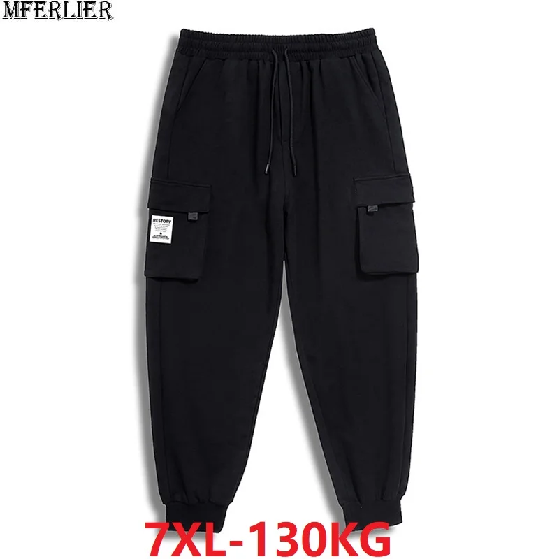 autumn Men cargo pants personality sports pocket plus size big 5XL 6XL 7XL mens high street cool out door 48 | Мужская одежда