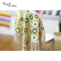 2018 new retro daisy wool crochet colorful blanket with sepcial design home decoration as towel blanket as accessories 80120cm