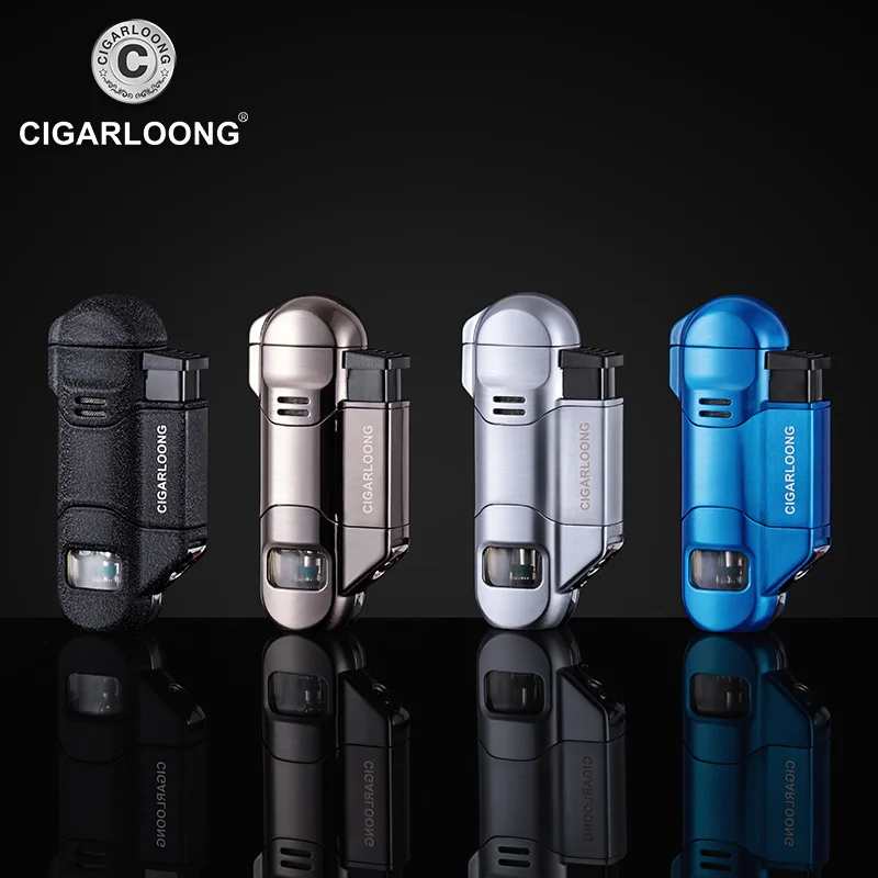 

Cigar Lighter Portable 3 Torch Big firepower Windproof Lighter with Cigar Drill CB-0503