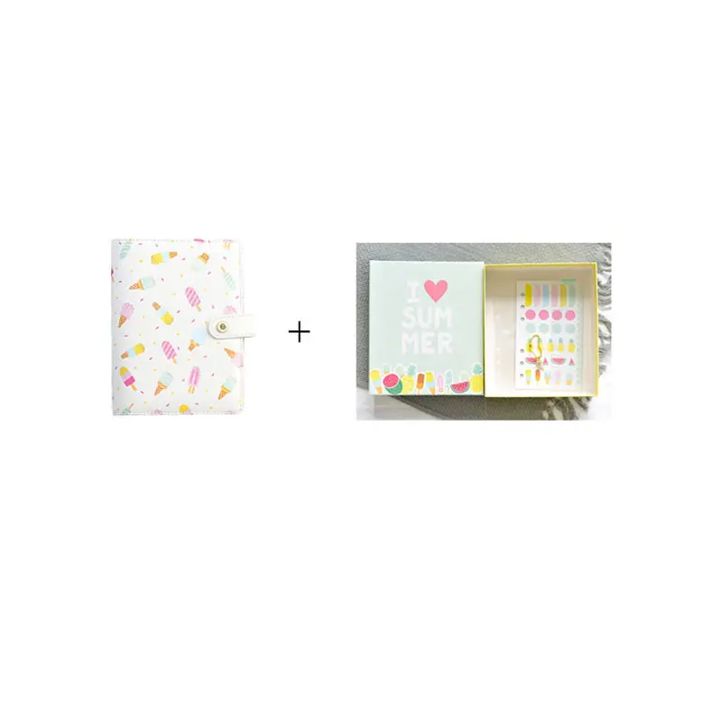 Yiwi Lovedoki A6 творческий мороженое 6 папка с кольцевым механизмом Dokibook Кнопки канцелярские принадлежности - Цвет: Only cover