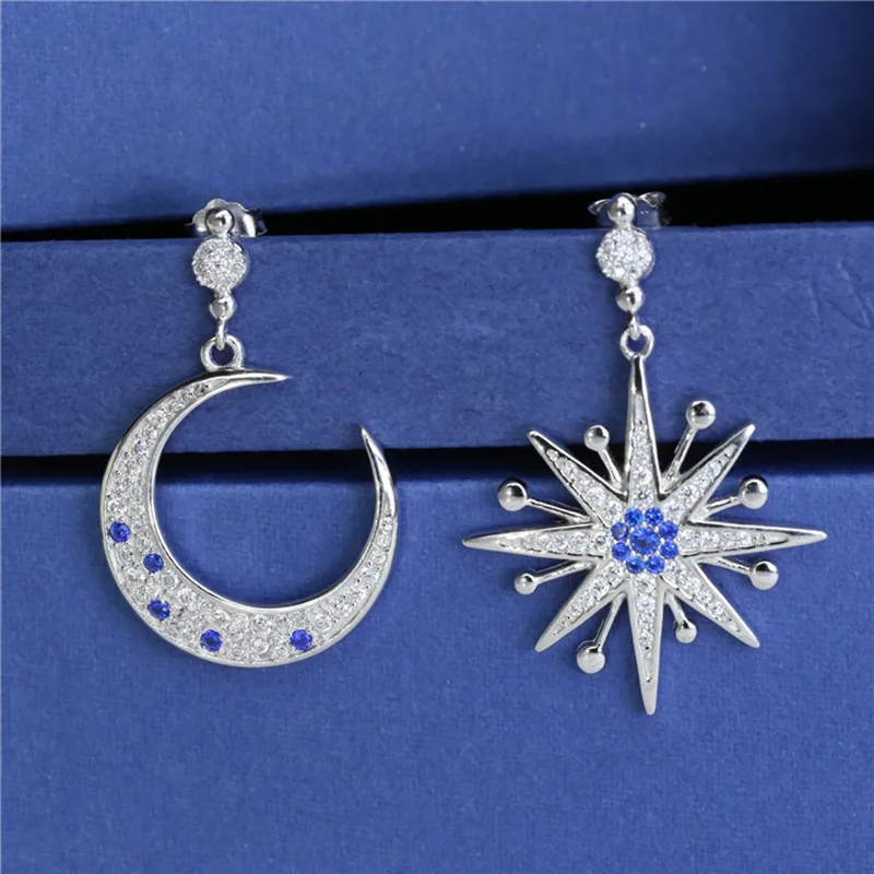 Женские серебряные Подвесные серьги New Moon Star из стерлингового серебра 925 пробы с