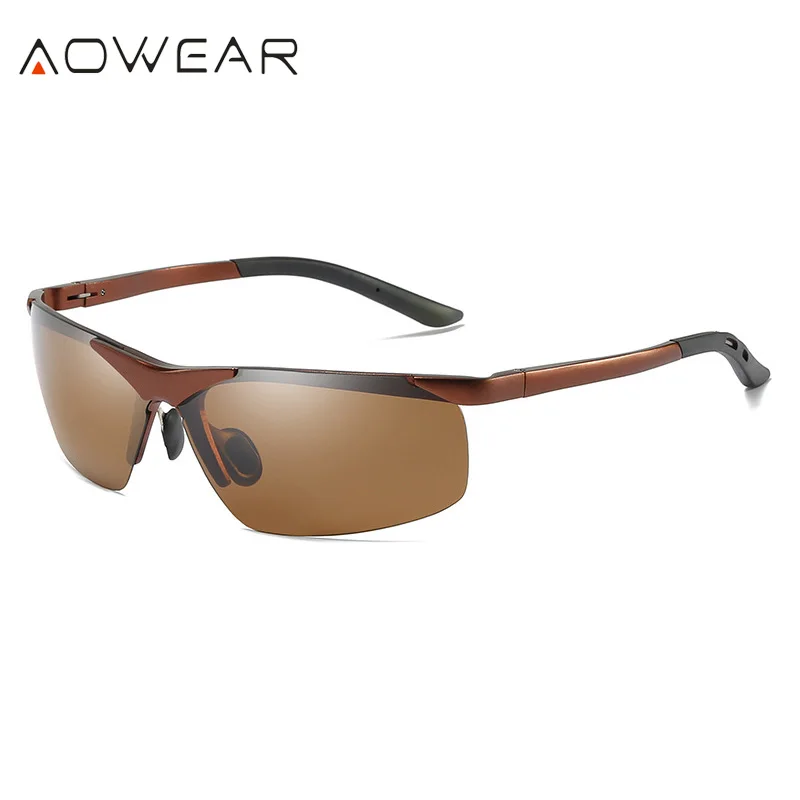 Солнцезащитные очки AOWEAR поляризационные мужские спортивные без оправы для