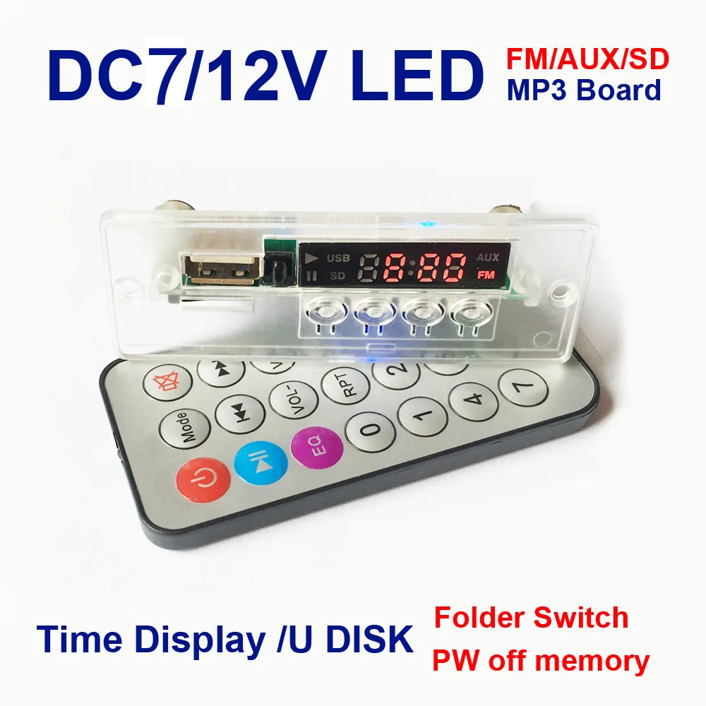 12 В MP3 аудио декодер плата цифровой светодиодный пульт дистанционного управления