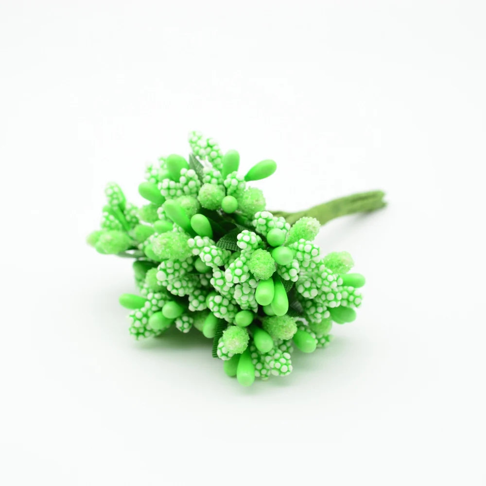 light green 12 шт. искусственная тычинка цветы дешевые поддельные пластиковые рождественские венки украшения аксессуары для дома свадьба diy подарки на год - Цвет: light green