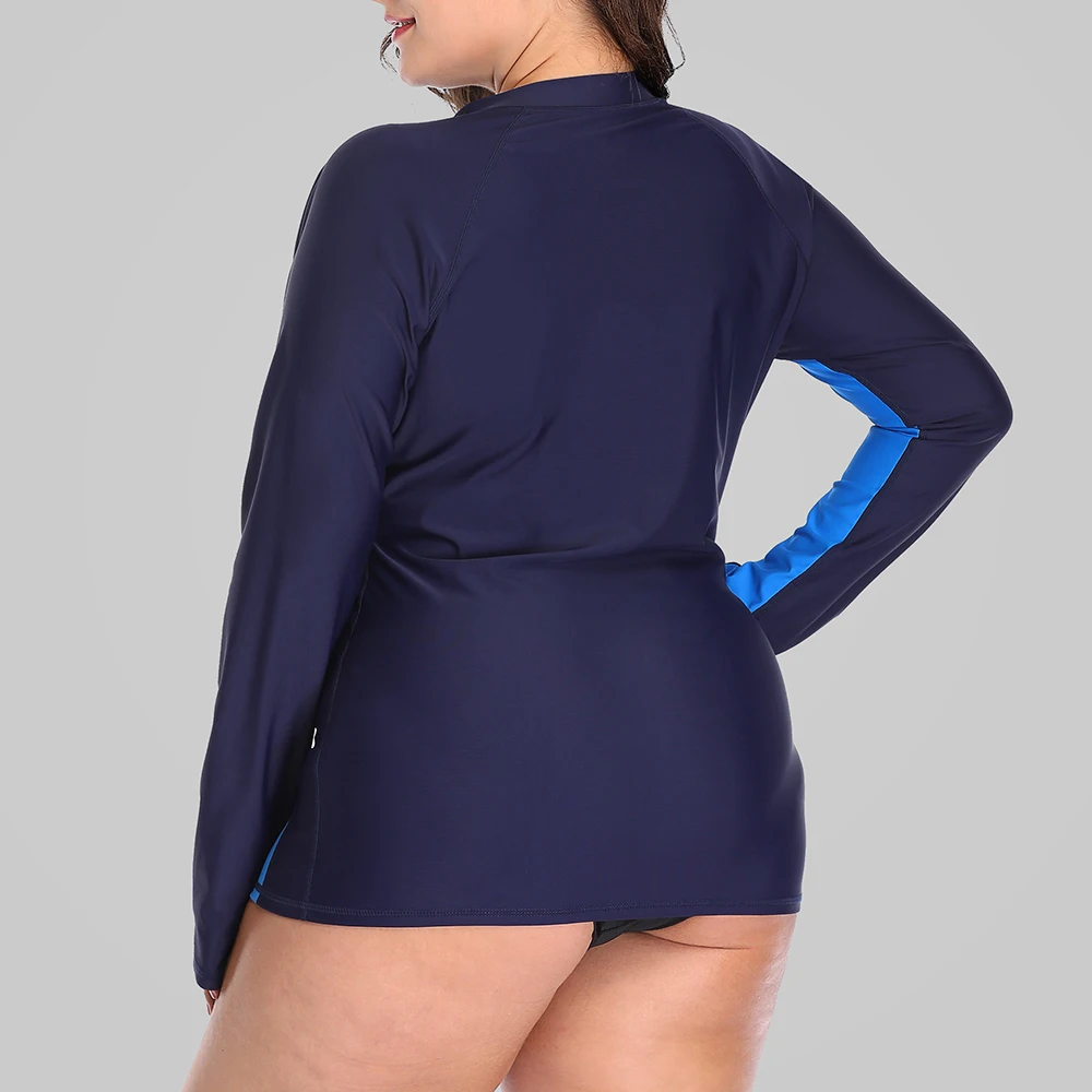 Charmleaks Women Long Sleeve Rashguard Zipper Swimsuit Shirts UPF50+ Womens Plus Size Swimwear UV-Protection Rash Guard