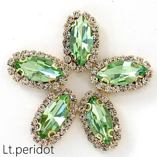 Lt.peridot 20 шт конский глаз лист пришить на коготь стразы шьют на стекло стразы шьют на Стразы с золотым коготь использовать для свадебного платья обувь B1078 - Цвет: Lt.peridot