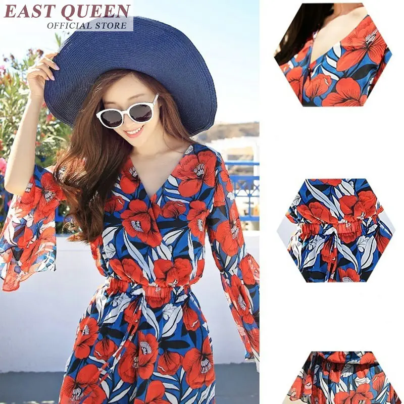 Женские комбинезоны 2018 boho весна лето цветочный принт оборки Повседневный