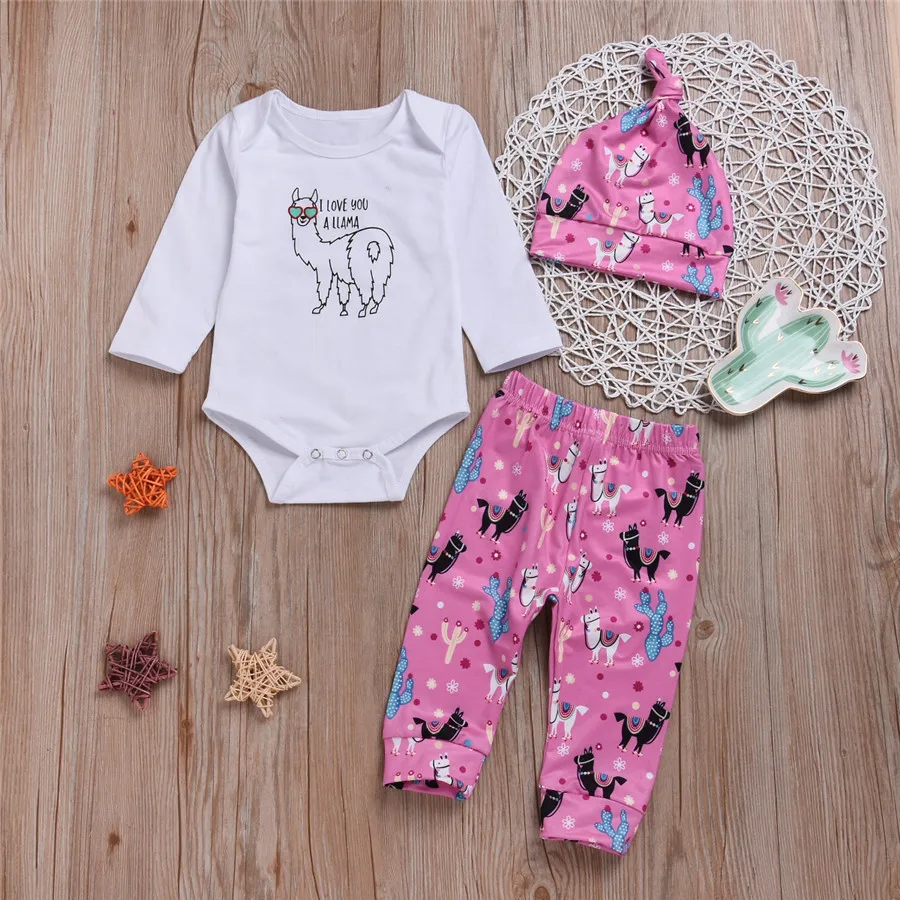 3 шт. для маленьких мальчиков и девочек одежда Альпака комбинезон с длинными