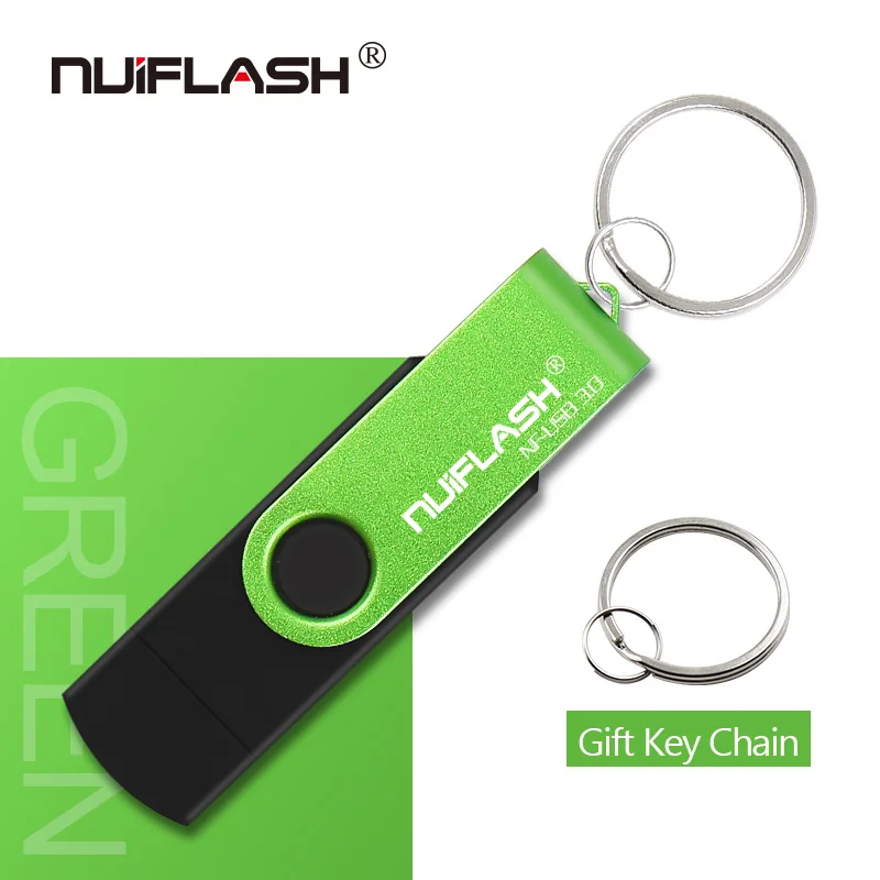 Nuiflash usb 3,0 флеш-накопитель 4 ГБ 8 ГБ 16 ГБ флеш-накопители флешки 32 Гб usb карта памяти 64 Гб OTG металлический usb флеш-накопитель для телефона - Цвет: green