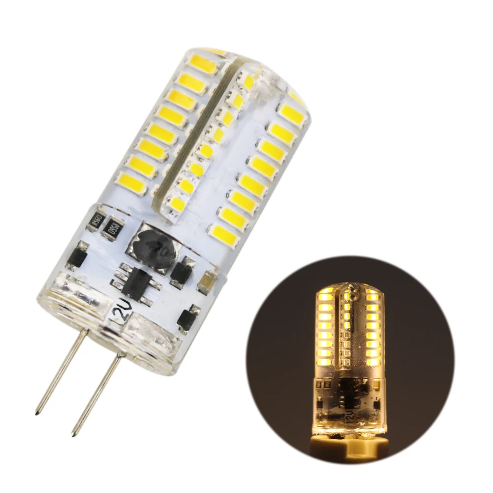 Светодиодный AC/DC 12 V AC 220 V G4 6 Вт силиконовый COB 64 светодиодный лампы SMD3014 светодиодный лампы кукурузы лампочка, Светодиодный прожектор для кристалл лампы Теплый Холодный белый
