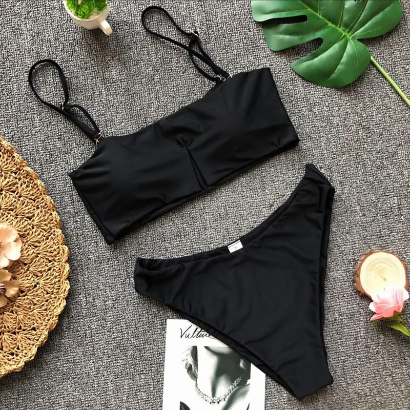 SAKKUS Новинка лета 2019 Женский однотонный комплект бикини бюстгальтер с вкладышами