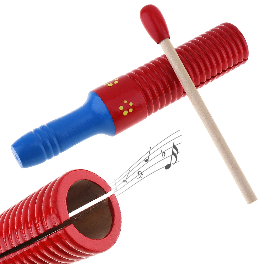 Colorful Sound Tube Wooden Crow Kid Children Gift Wood Sounder Musical Toy Percussion Education Instrument with Stick | Спорт и