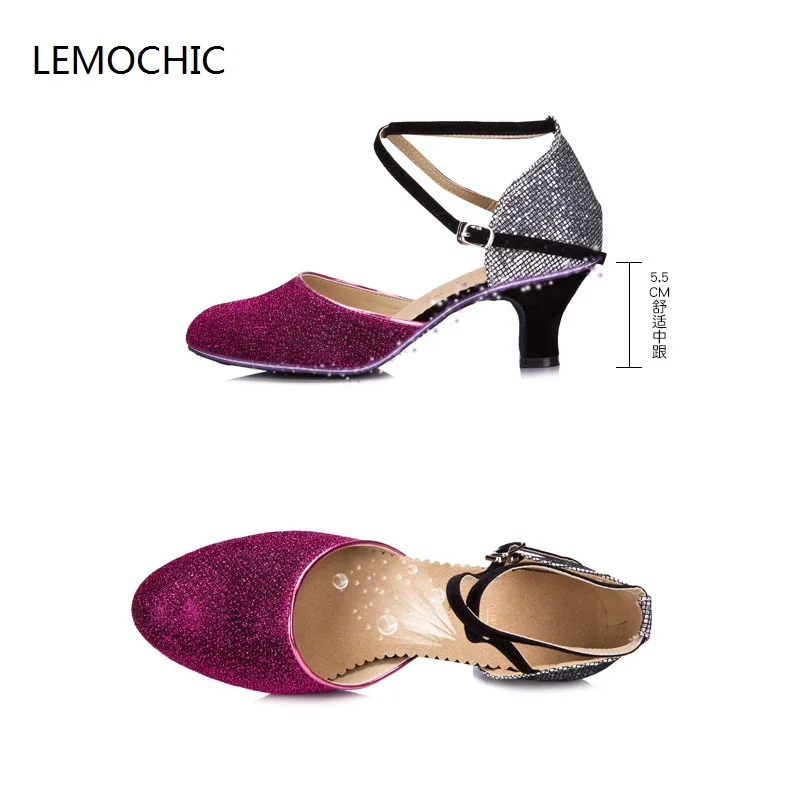 Lemochic Бальные Латинской джаз Нажмите обувь для танцев женские Salsa живота Танго