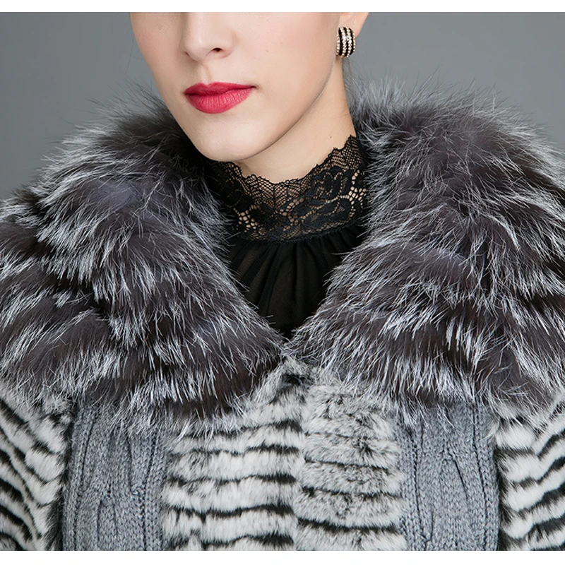 SISILIA 2017 новинка настоящий мех кролика пальто для женщин модные меховые куртки с