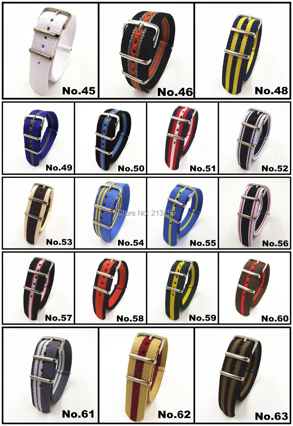 Оптовая продажа 2000 шт./лот высокое качество 20 мм нейлоновый ремешок для часов NATO