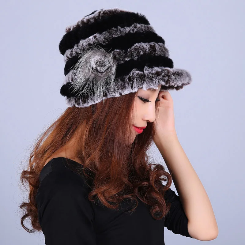 Шапка из натурального меха для женщин модная шапка кролика Рекс новинка 2016