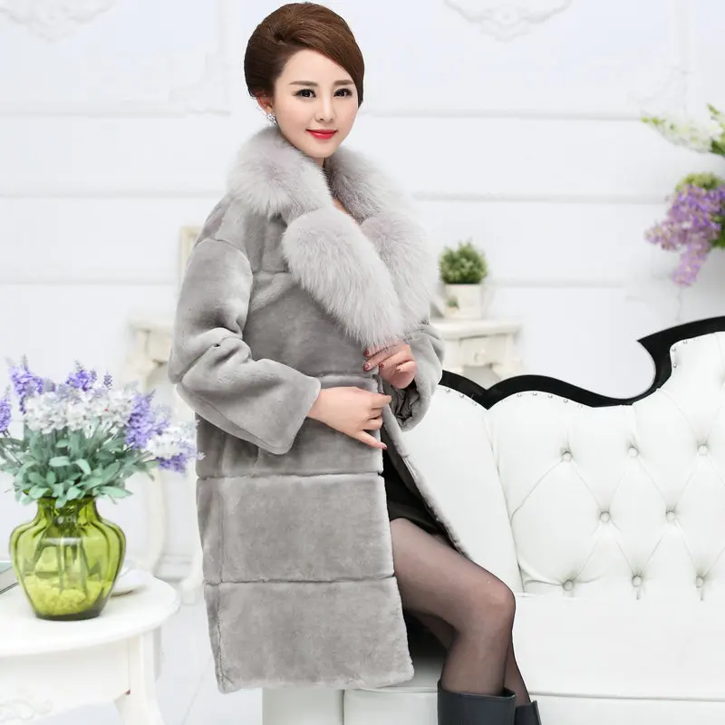 Зимнее специальное оформление Новое кашемировое женское меховое пальто длинное