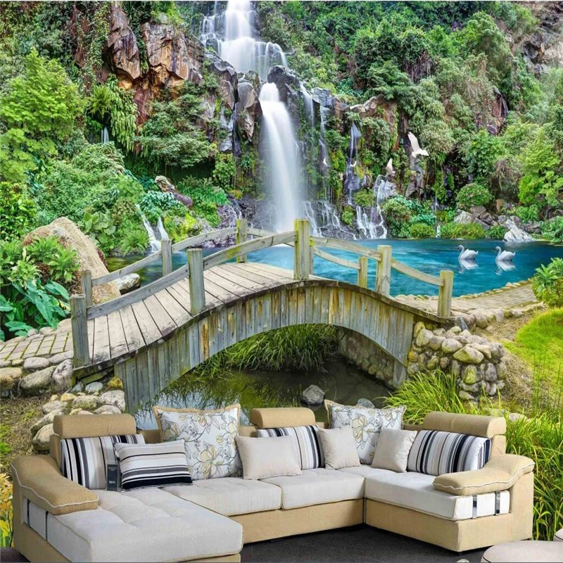 Настенная Наклейка beibehang на стену стикеры с изображением гор весенней заливки