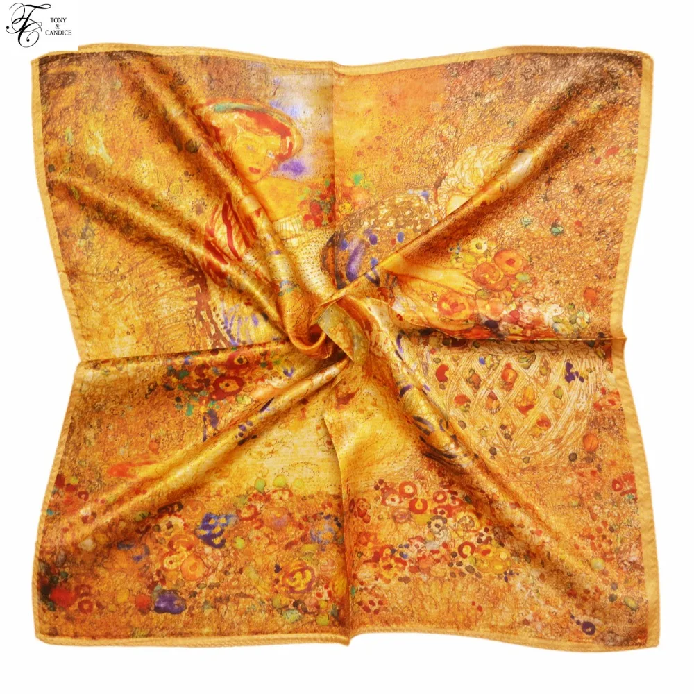 Женский шёлковый шарф платок с масляным принтом 50 х50 см|shawl luxury brand|square shawlwomen silk scarf