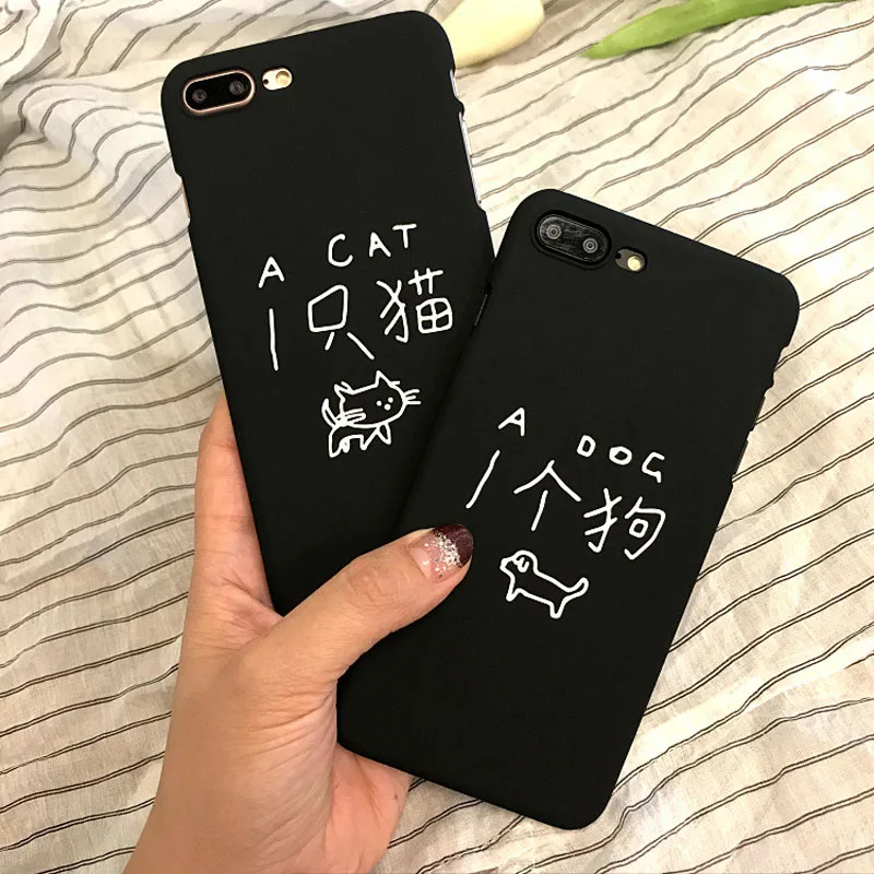 Чехол JiBan с китайским английским буквенным принтом Собака и кошка для iphone 8