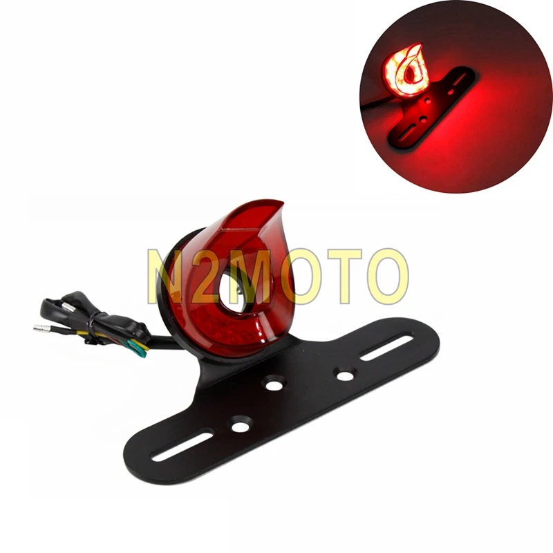 

Задний фонарь для мотоцикла, светодиодный ажурный стоп-сигнал красного цвета, с кронштейном для номерного знака, для Harley Cafe Racer Chopper