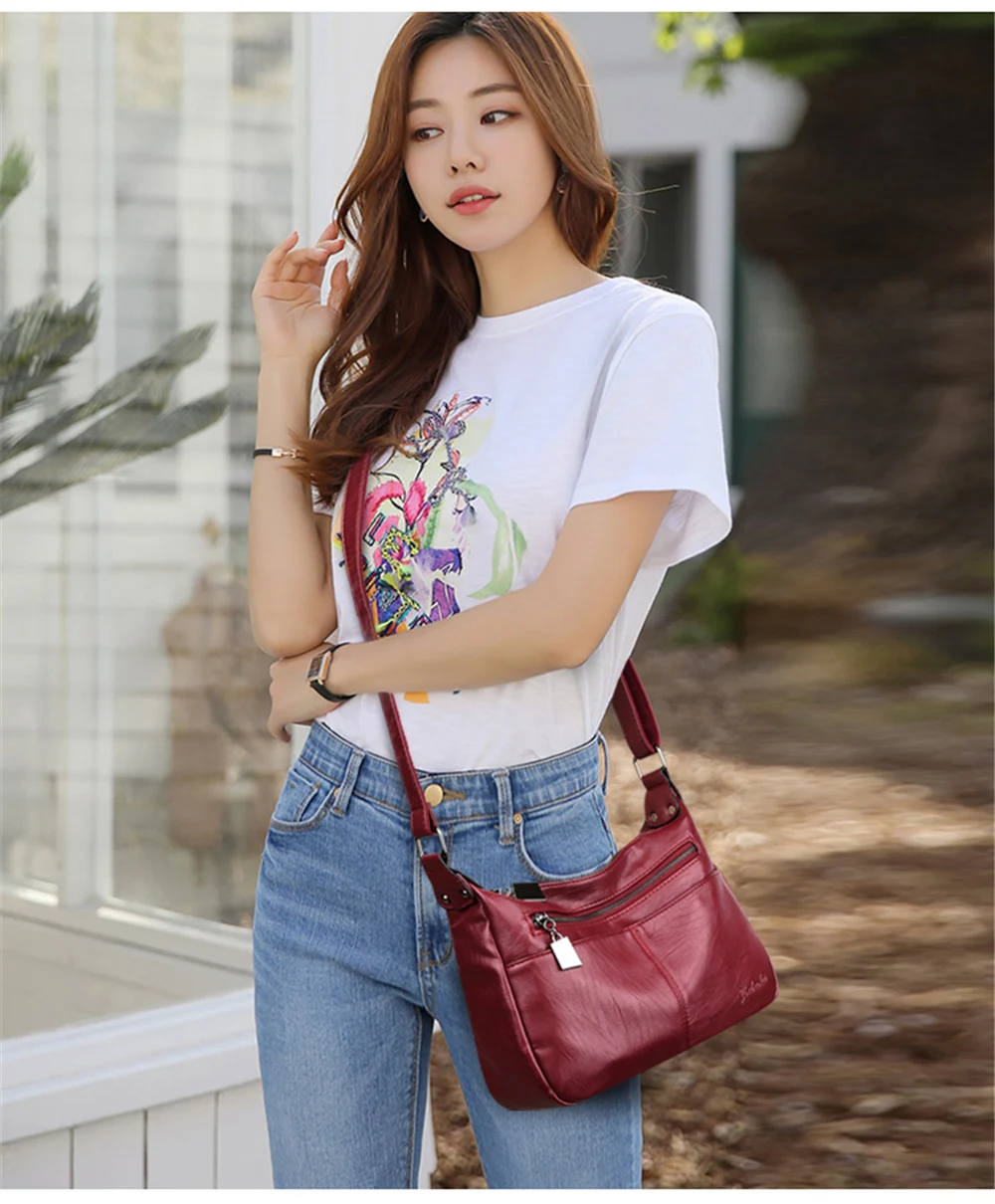 New Multi-Pocket Leather Luxury Handbags Women Bags Designer Handbags High Quality Crossbody Bags For Women Sac A Main Bolsas