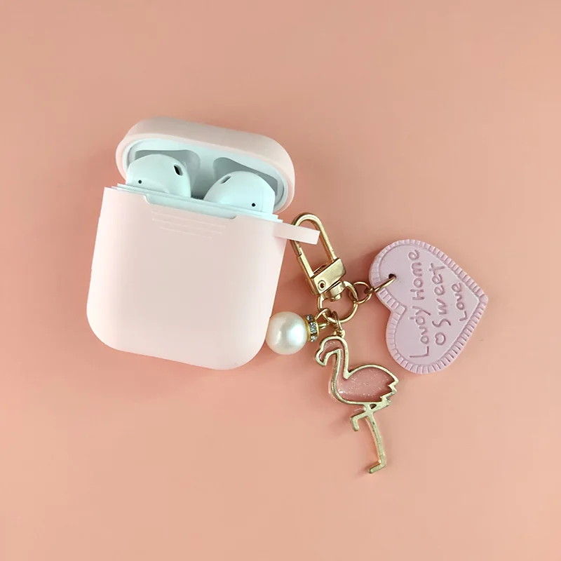 Роскошный милый Декор с кошкой розовый Силиконовый чехол для Apple Airpods чехол Аксессуары Bluetooth наушники защитная крышка брелок с фигурками из мультфильмов