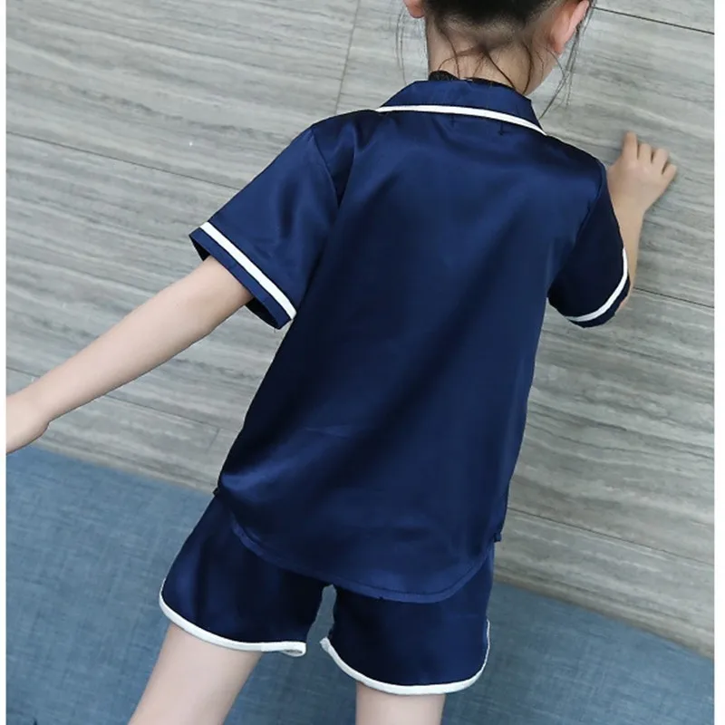 Пижамы для больших девочек летняя одежда сна 2018 детская пижама с короткими