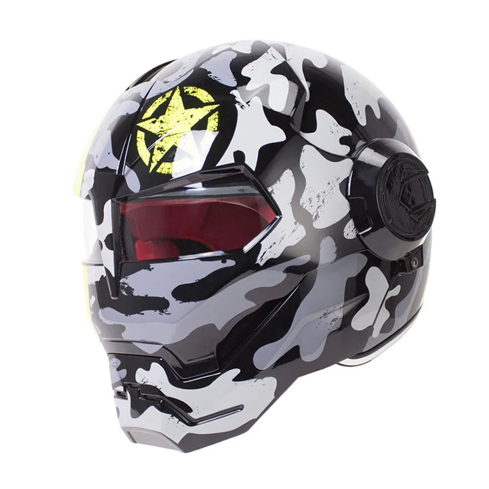 Bright Black Yellow Herobiker мотоцикл шлем Винтаж Ретро аварии измельчитель кафе, для гоночного мотоцикла мотоциклетных шлемов мотоцикл шлем, полностью закрывающий лицо - Цвет: Bright Black Yellow