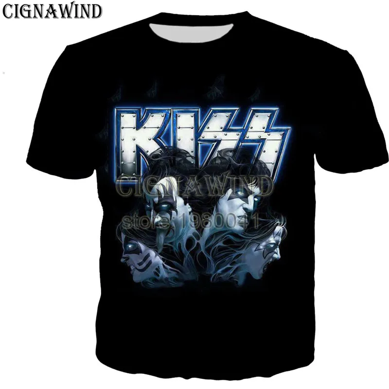 Новое поступление хип хоп стиль серия kiss band мужская и женская футболка в стиле