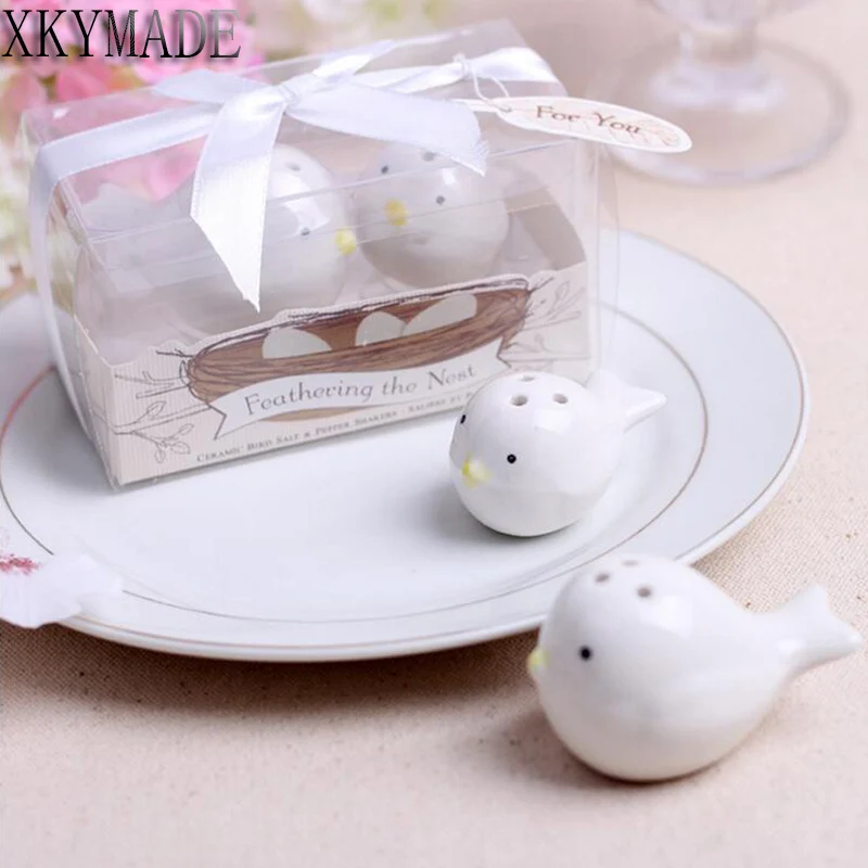 200 шт. = 100 коробок (два цвета) милые любовь птицы керамический шейкер для соли и