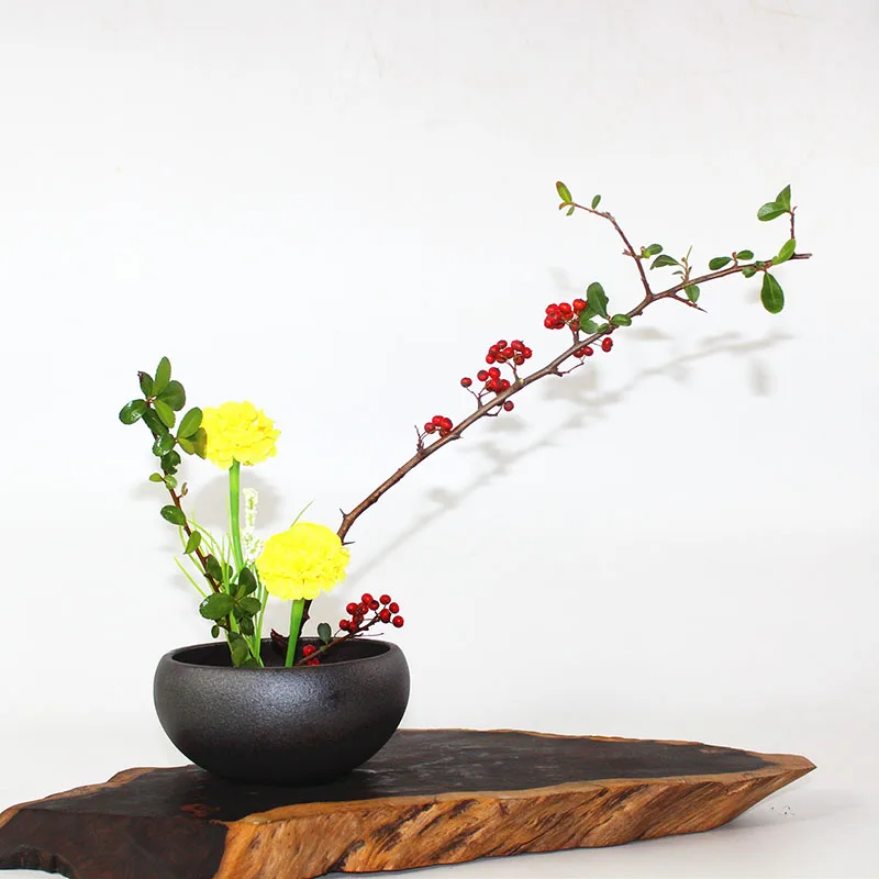 Японская Цветочная ваза чаша для цветов винтажная Ikebana грубая керамика цветочный