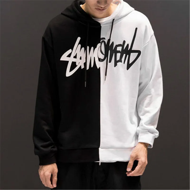 2019 черно-белые толстовки с пайетками выше размера хип-хоп стиль Swag Tyga Толстовка