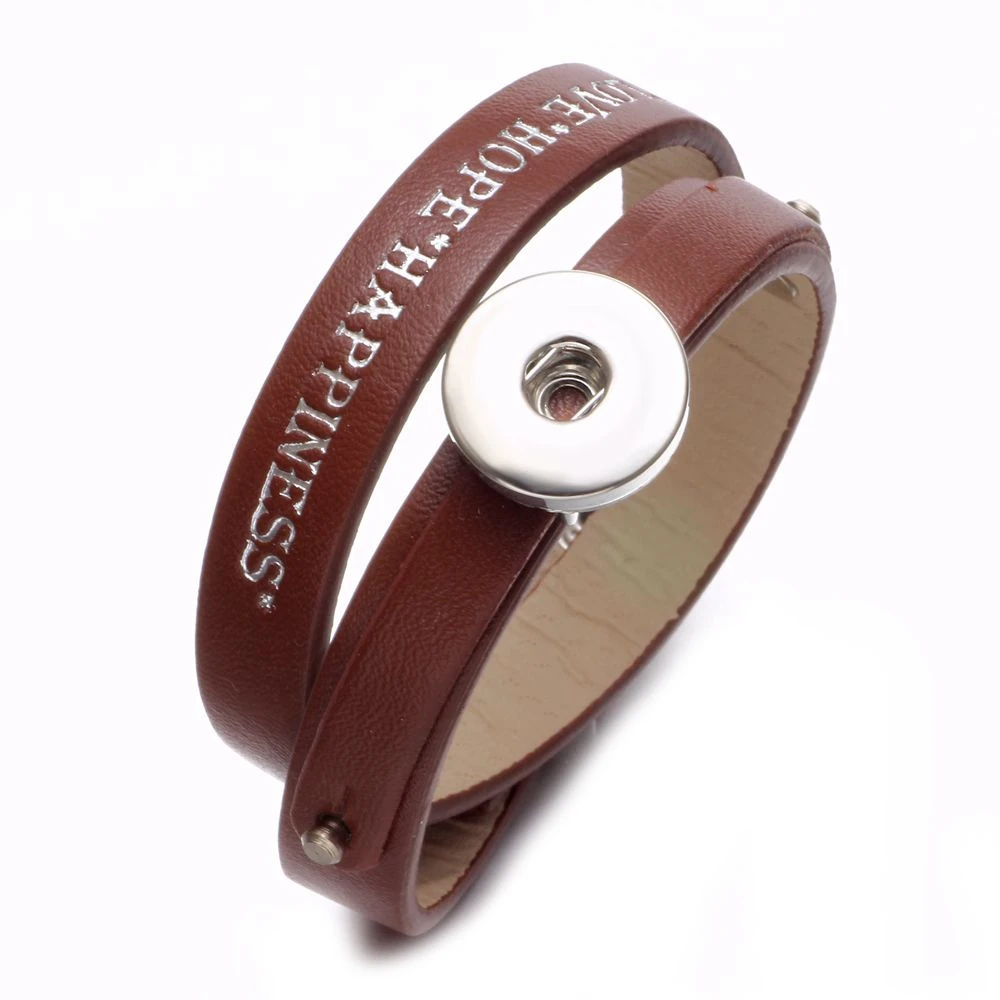 New Arrivals Sky Blue PU Leather DIY Lucky Armband Snap Bracelet 18mm Button Jewelry For SZ0479k | Украшения и аксессуары