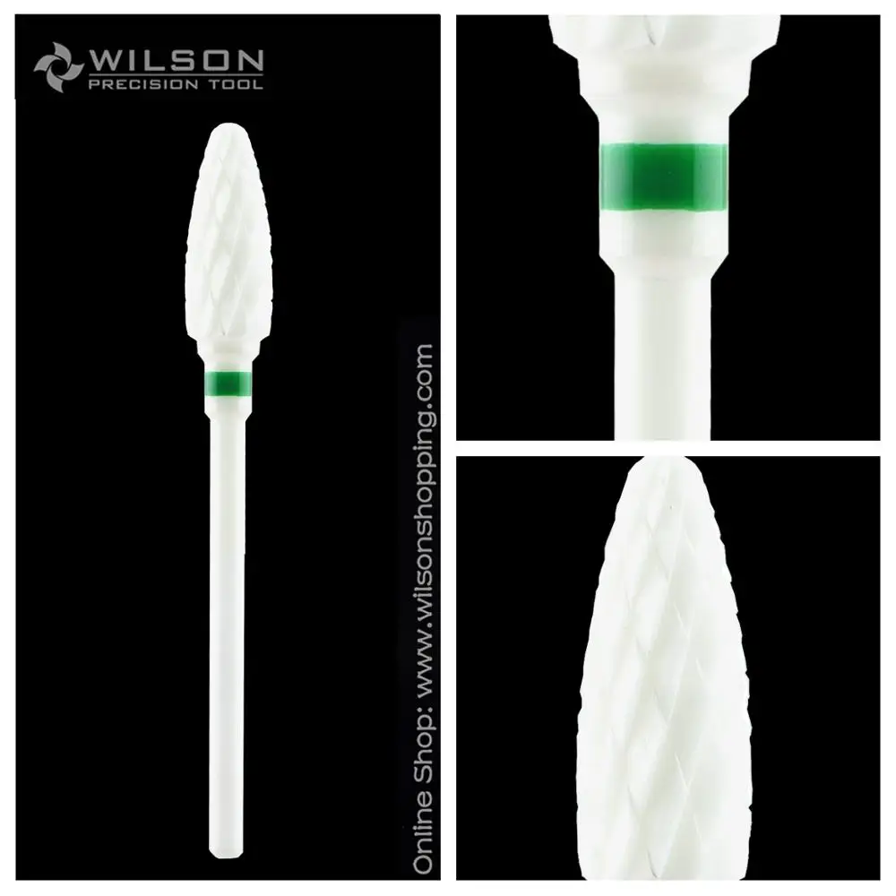 

Bullet Shape - Extra Coarse - White Solid Ceramic - (6300301) - WILSON Ceramic Nail Drill Bit & Zirconia Ceramic Dental Burs
