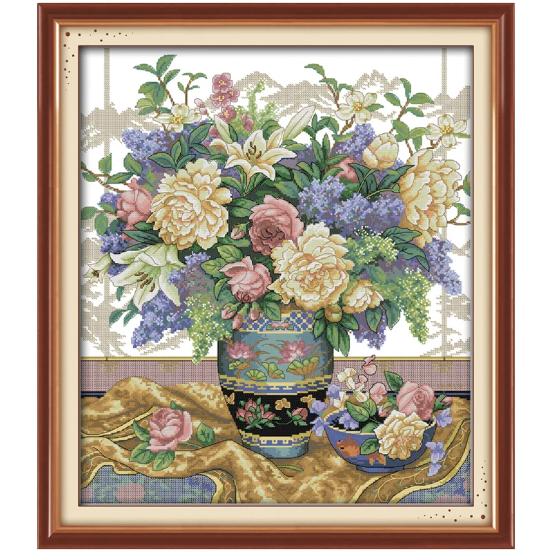 Бесплатная доставка ручная работа Восточная ваза картина счетный крест 11CT 14CT