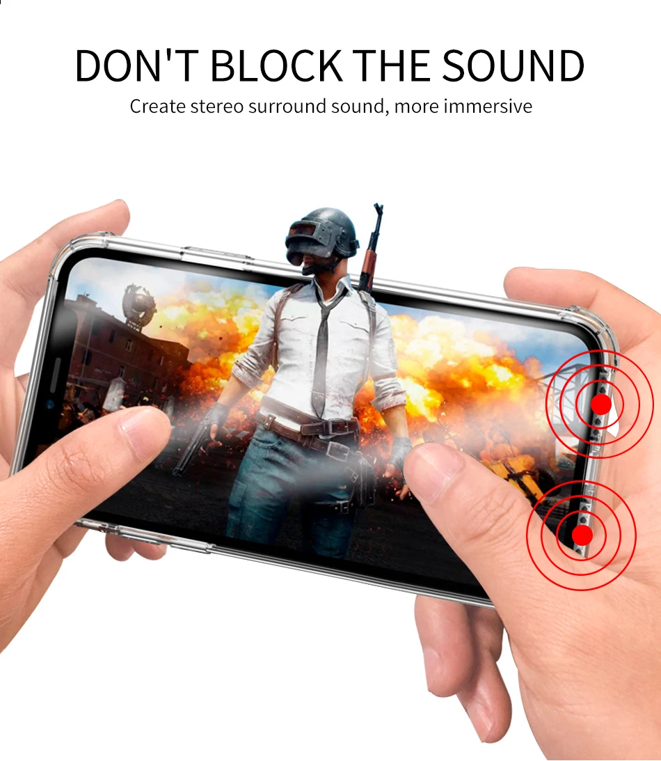 6D стерео звуковая подушка безопасности Drop-proof силиконовый прозрачный чехол