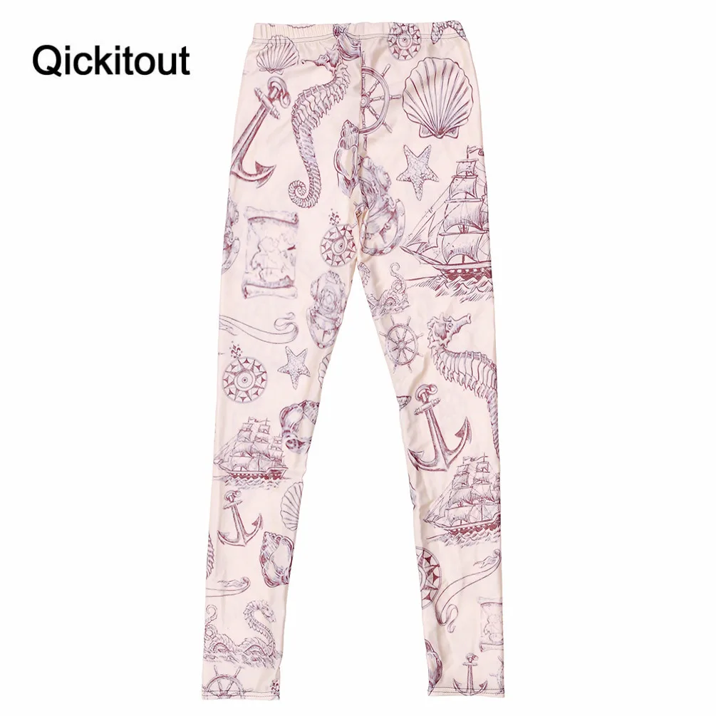 Qickitout Hot Sexy моды Пиратская Легинсы Брюки для девочек цифровая печать Морской Brown