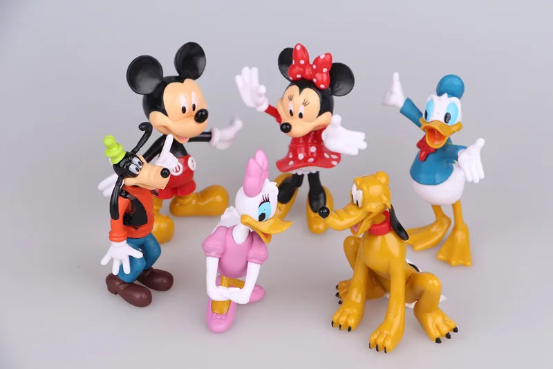 Disney игрушки 6 шт./компл. 10 см Микки и Минни Маус Мышь «Дональд Дак» Плутон Гуфи из ПВХ, движущаяся фигурка, модель игрушка для малышей Рождественский подарок