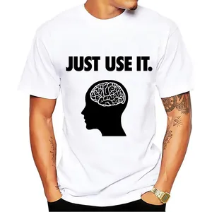 Забавная Мужская футболка с надписью Just use it your brain, Новинка лета 2018, белая Повседневная креативная крутая Мужская футболка без клея